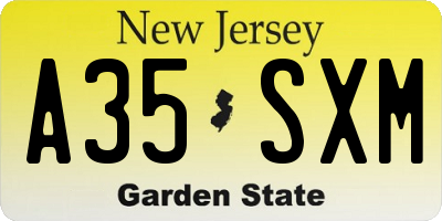 NJ license plate A35SXM