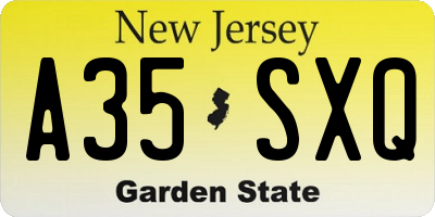 NJ license plate A35SXQ