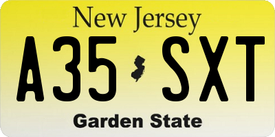 NJ license plate A35SXT