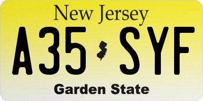 NJ license plate A35SYF