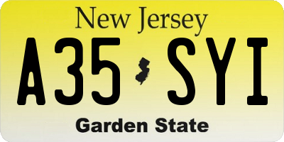 NJ license plate A35SYI