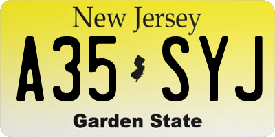 NJ license plate A35SYJ