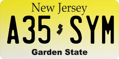 NJ license plate A35SYM
