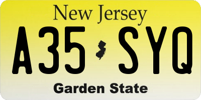 NJ license plate A35SYQ