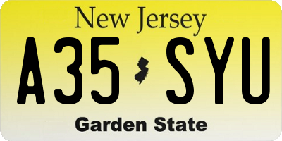NJ license plate A35SYU