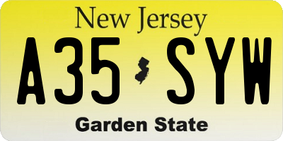 NJ license plate A35SYW