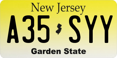 NJ license plate A35SYY