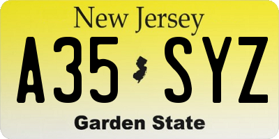 NJ license plate A35SYZ