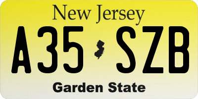 NJ license plate A35SZB