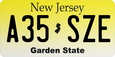 NJ license plate A35SZE