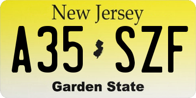 NJ license plate A35SZF