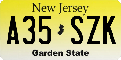 NJ license plate A35SZK