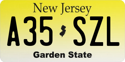 NJ license plate A35SZL