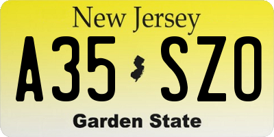 NJ license plate A35SZO