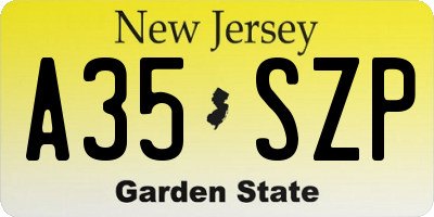 NJ license plate A35SZP