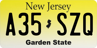 NJ license plate A35SZQ