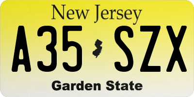 NJ license plate A35SZX