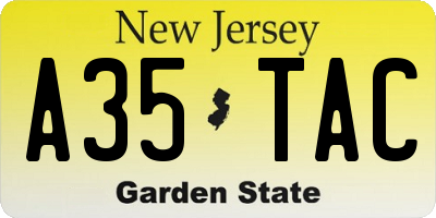 NJ license plate A35TAC