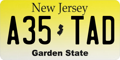 NJ license plate A35TAD