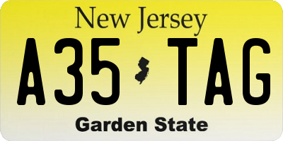 NJ license plate A35TAG