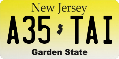NJ license plate A35TAI