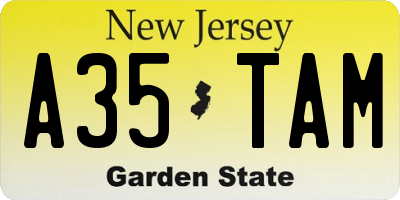 NJ license plate A35TAM
