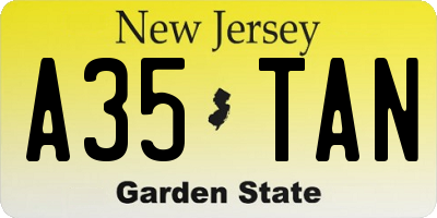 NJ license plate A35TAN