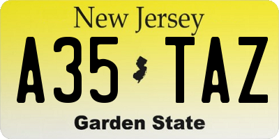 NJ license plate A35TAZ