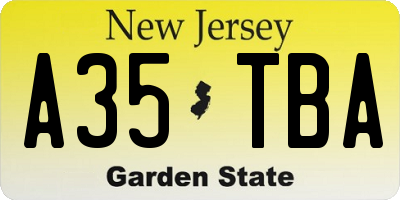 NJ license plate A35TBA