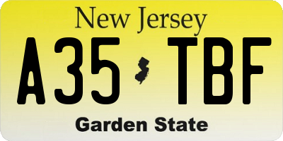 NJ license plate A35TBF