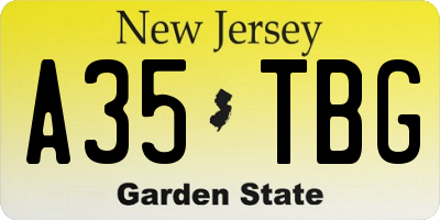 NJ license plate A35TBG