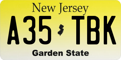 NJ license plate A35TBK