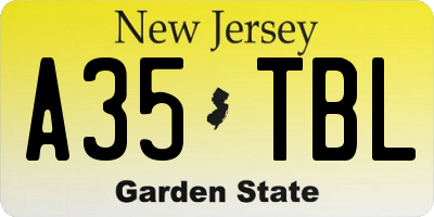 NJ license plate A35TBL