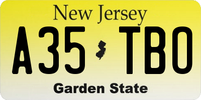 NJ license plate A35TBO