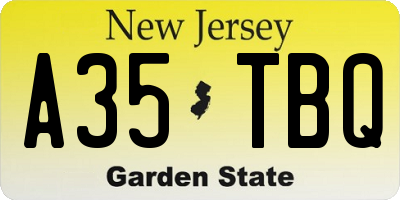 NJ license plate A35TBQ