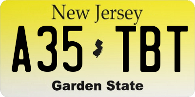 NJ license plate A35TBT