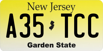 NJ license plate A35TCC
