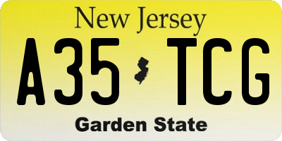 NJ license plate A35TCG