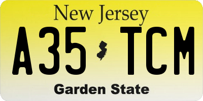 NJ license plate A35TCM