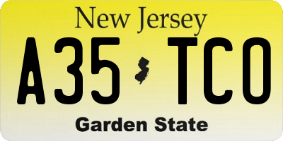 NJ license plate A35TCO