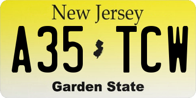 NJ license plate A35TCW