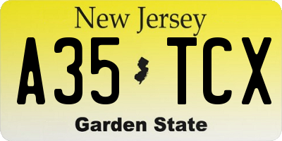 NJ license plate A35TCX