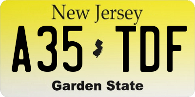 NJ license plate A35TDF