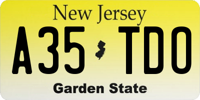NJ license plate A35TDO
