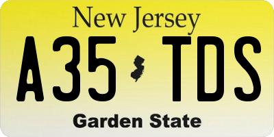 NJ license plate A35TDS