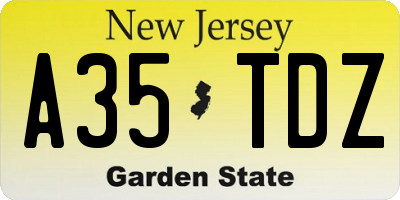 NJ license plate A35TDZ