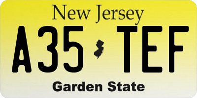 NJ license plate A35TEF