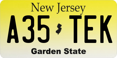 NJ license plate A35TEK