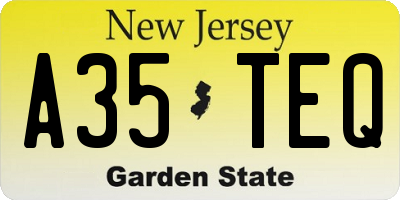 NJ license plate A35TEQ