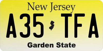 NJ license plate A35TFA